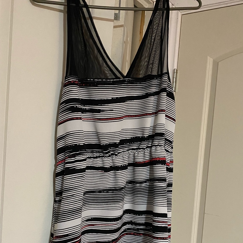 Black and white & pink horizontal striped dress